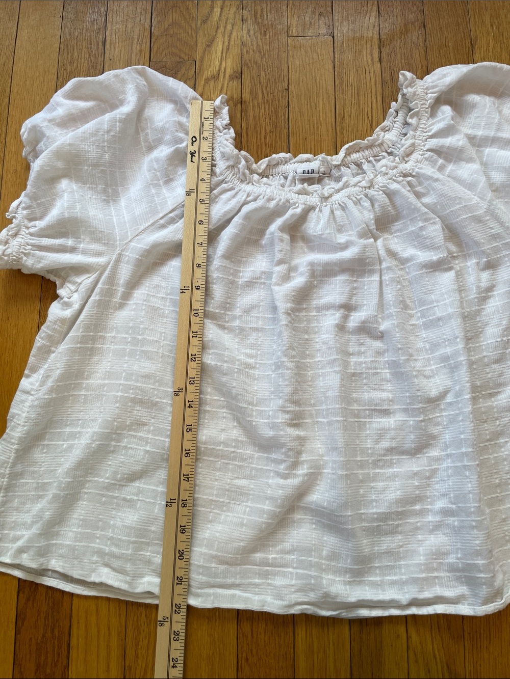 Gap White Off Shoulder Puff Sleeve Peasant Top Size Large - Picture 5 of 6